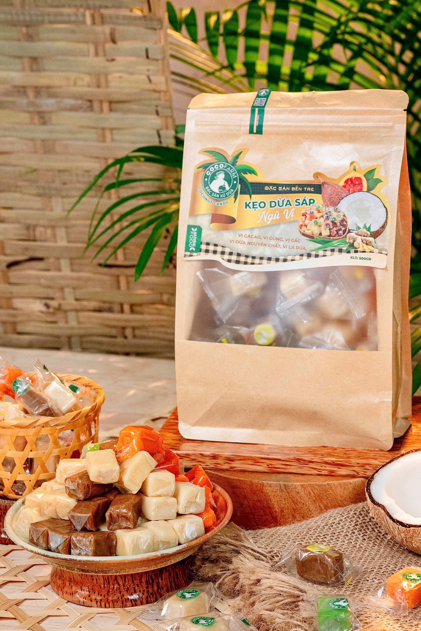 Coco Farm Bịch Kẹo Dừa Sáp Ngũ Vị 500g Giá 195k