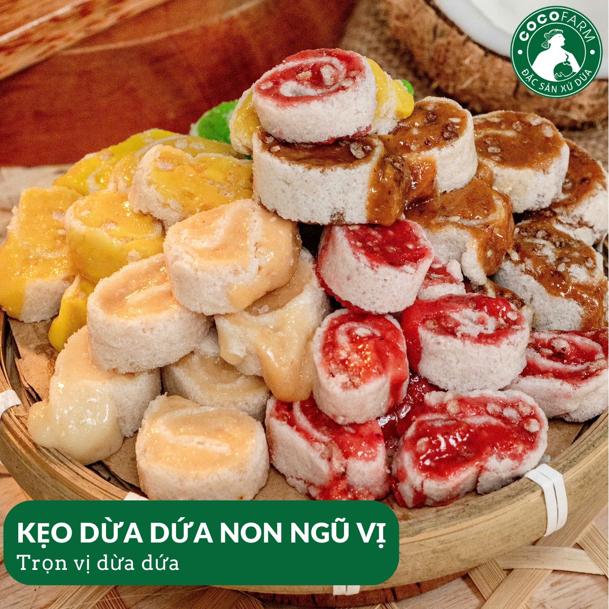 Coco Farm Bịch Kẹo Dừa Non Cuộn Ngũ Vị 500g Giá Chỉ Có 90k